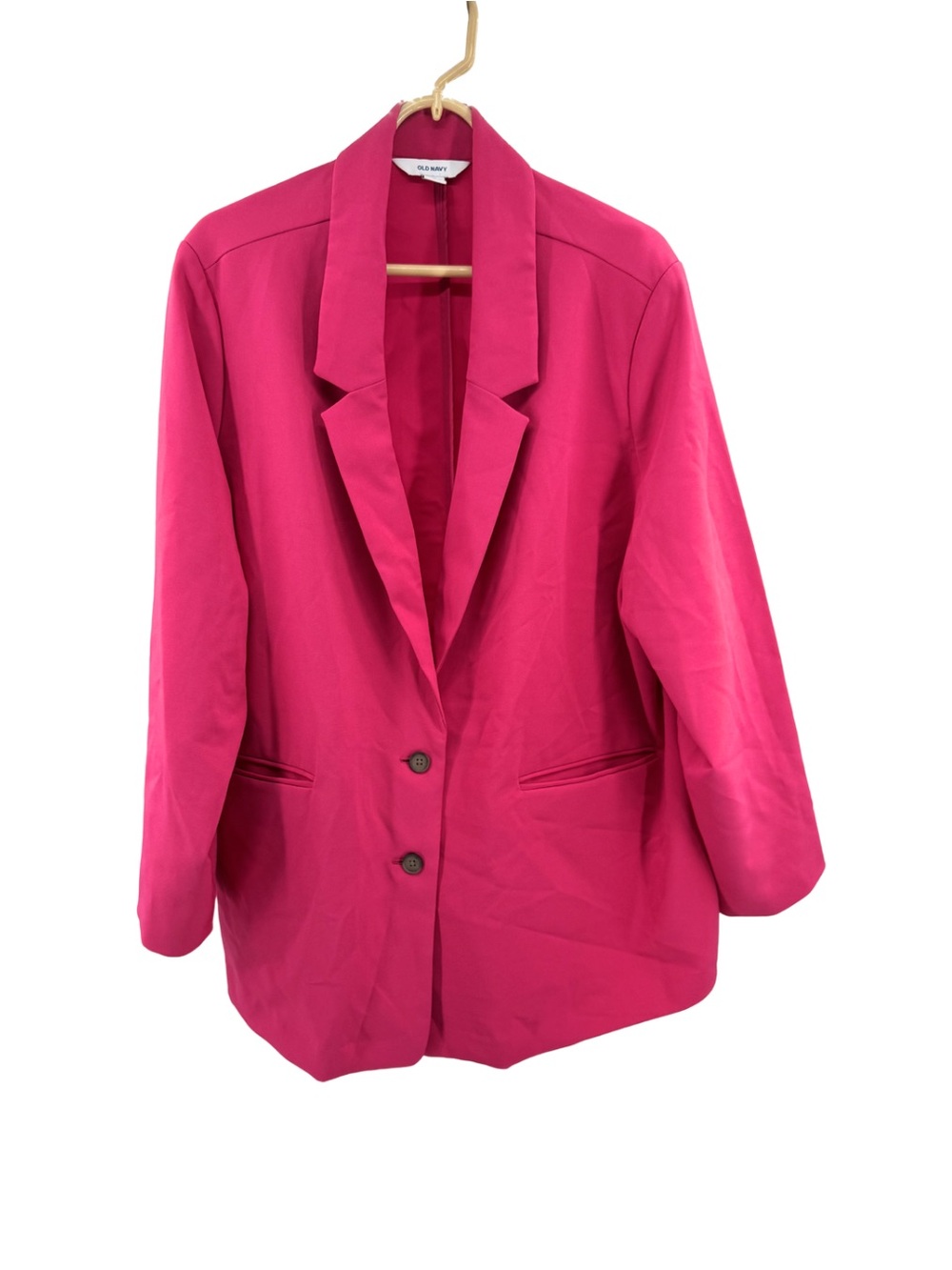 Old Navy Fushcia Blazer double button Jacket work office 2X plus casual modern